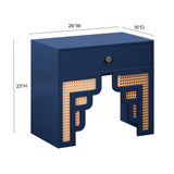 Suzie 26" Rattan Nightstand With Drawer - Navy