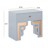 Suzie 26" Rattan Nightstand With Drawer - Blue