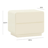 Sagura 28" 2-Drawer Nightstand - Cream