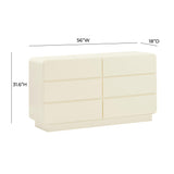 Sagura 56" 6-Drawer Dresser - Cream