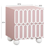 Tori 23" Motif 2-Drawer Nightstand - Mauve