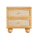 Grappa 22" Wood &amp; Raffia Wavy 2-Drawer Nightstand - Natural