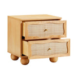 Grappa 22" Wood &amp; Raffia Wavy 2-Drawer Nightstand - Natural