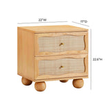 Grappa 22" Wood &amp; Raffia Wavy 2-Drawer Nightstand - Natural