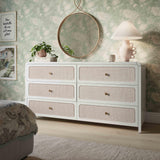 Patty 62" Rattan 6 Drawer Dresser - White