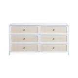 Patty 62" Rattan 6 Drawer Dresser - White