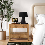 Brandyss 26" Burl 2-Drawer Nightstand - Honey