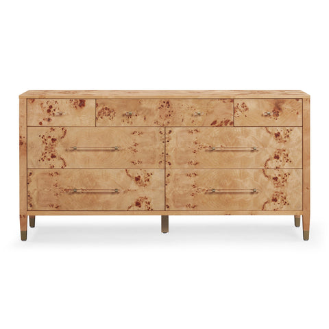 Brandyss 62" Burl 7-Drawer Dresser - Honey