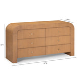 Hump 62" Arched 6-Drawer Dresser - Natural