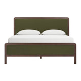 Hella Contract-Grade Velvet and Ash Wood Bed - Forest Green / King