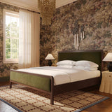 Hella Contract-Grade Velvet and Ash Wood Bed - Forest Green / King