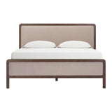 Hella Contract-Grade Velvet and Ash Wood Bed - Taupe / King