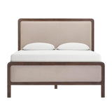 Hella Contract-Grade Velvet and Ash Wood Bed - Taupe / Queen