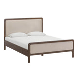 Hella Contract-Grade Velvet and Ash Wood Bed - Taupe / Queen