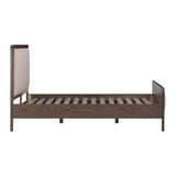 Hella Contract-Grade Velvet and Ash Wood Bed - Taupe / Queen