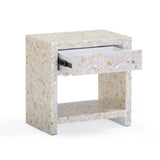 Piara 22" Natural Mother of Pearl Inlaid Nightstand With Drawer