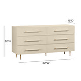 Trident 62" 6-Drawer Dresser - Taupe