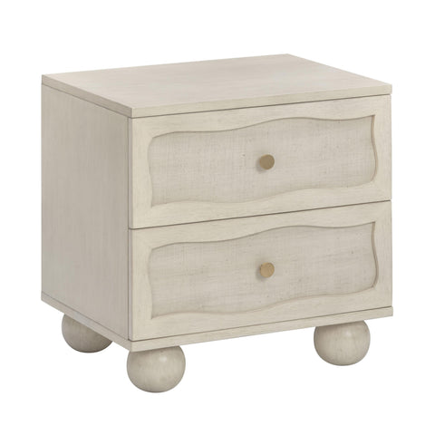 Grappa 22" Wood &amp; Raffia Wavy 2-Drawer Nightstand - White