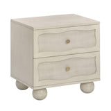 Grappa 22" Wood &amp; Raffia Wavy 2-Drawer Nightstand - White