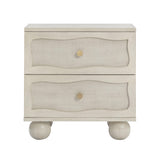 Grappa 22" Wood &amp; Raffia Wavy 2-Drawer Nightstand - White