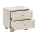 Grappa 22" Wood &amp; Raffia Wavy 2-Drawer Nightstand - White