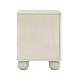 Grappa 22" Wood &amp; Raffia Wavy 2-Drawer Nightstand - White