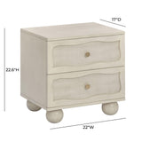 Grappa 22" Wood &amp; Raffia Wavy 2-Drawer Nightstand - White