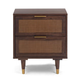 Sierra 22" Cane 2-Drawer Nightstand - Dark Brown