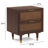 Sierra 22" Cane 2-Drawer Nightstand - Dark Brown