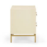 Pesce 25" Faux Shagreen 2-Drawer Nightstand - Cream
