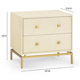 Pesce 25" Faux Shagreen 2-Drawer Nightstand - Cream