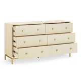 Pesce 57" Faux Shagreen 6-Drawer Dresser - Cream
