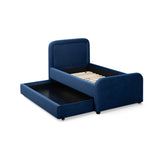 Briella Performance Velvet Trundle Bed in Twin - Navy