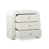 Hump 38" Arched 3-Drawer Bedside Chest - White