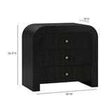 Hump 38" Arched 3-Drawer Bedside Chest - Black