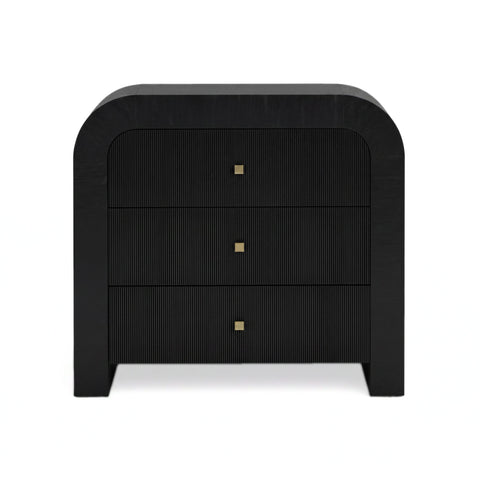 Hump 38" Arched 3-Drawer Bedside Chest - Black