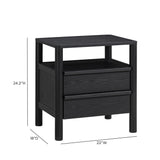 Tyra 22" Ash 2-Drawer Nightstand - Black