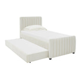 Angela Performance Velvet Trundle Bed in Twin - Cream