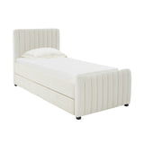 Angela Performance Velvet Trundle Bed in Twin - Cream
