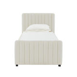 Angela Performance Velvet Trundle Bed in Twin - Cream