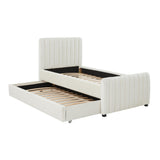 Angela Performance Velvet Trundle Bed in Twin - Cream