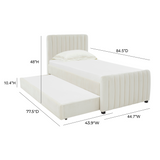 Angela Performance Velvet Trundle Bed in Twin - Cream