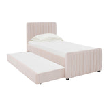 Angela Performance Velvet Trundle Bed in Twin - Blush