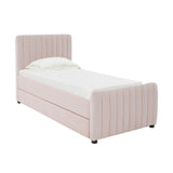 Angela Performance Velvet Trundle Bed in Twin - Blush