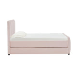 Angela Performance Velvet Trundle Bed in Twin - Blush