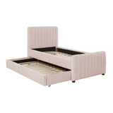 Angela Performance Velvet Trundle Bed in Twin - Blush