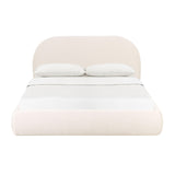Bara Cream Textured Performance Velvet Bed - Queen