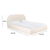 Bara Cream Textured Performance Velvet Bed - Queen