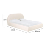 Bara Cream Textured Performance Velvet Bed - King