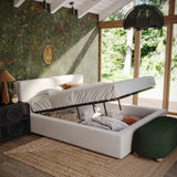 Meena Cream Upcycled Performance Linen Storage Bed - Queen